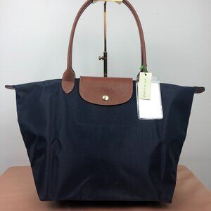 NWT Longchamp Le Pliage Original Large Shoulder Nylon Bag Tote Navy Blue